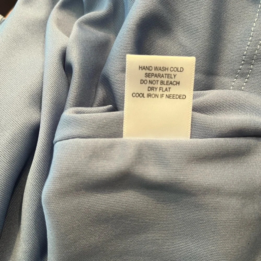 NWOT Light Blue Overlay Sheer Dress, by NSR, Hi low, Sheer Long sleeves, Medium - Picture 11 of 15